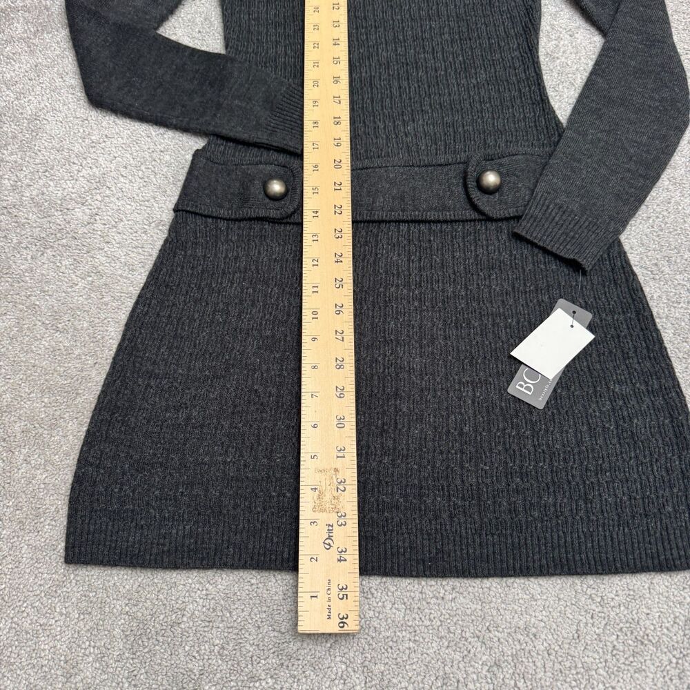 BCX Downtime A-Line Sweater Dress Womens Small smoke Gray Crew Neck Acrylic NWT - Picture 11 of 15